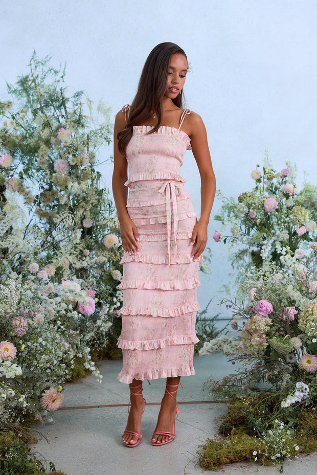 The Lily Dress in Light Pink Tapestry Rose
