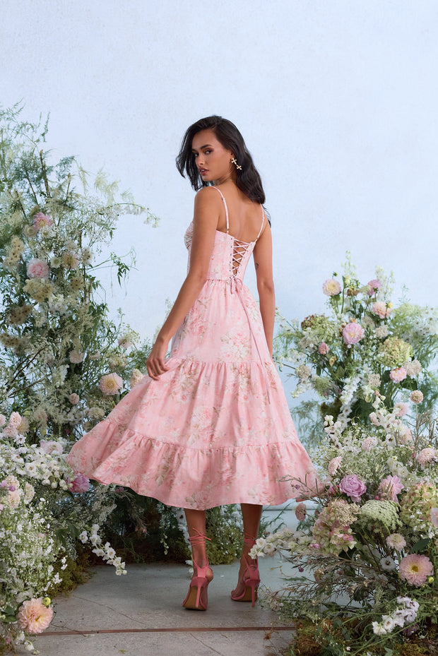 The Lorenza Dress in Light Pink Tapestry Rose