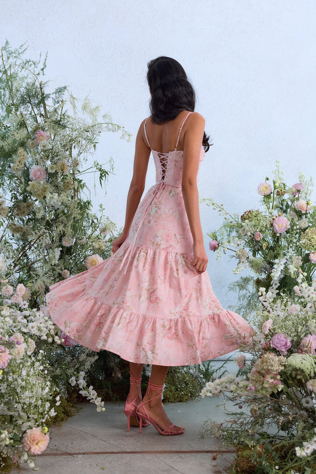 The Lorenza Dress in Light Pink Tapestry Rose