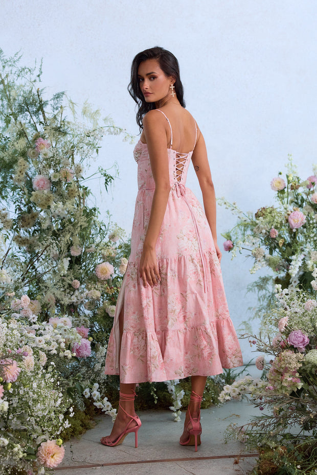 The Lorenza Dress in Light Pink Tapestry Rose