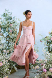 The Lorenza Dress in Light Pink Windsor Brocade