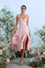 The Lorenza Dress in Light Pink Windsor Brocade