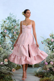 The Lorenza Dress in Light Pink Windsor Brocade