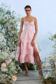 The Lorenza Dress in Light Pink Windsor Brocade