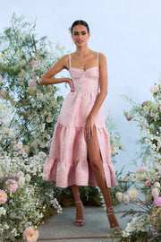 The Lorenza Dress in Light Pink Windsor Brocade