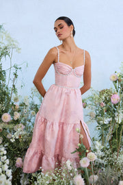 The Lorenza Dress in Light Pink Windsor Brocade