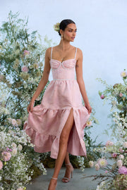 The Lorenza Dress in Light Pink Windsor Brocade