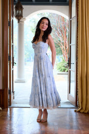 The Lara Dress in Blue Tapestry Rose