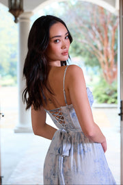 The Lara Dress in Blue Tapestry Rose