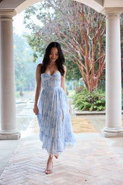 The Lara Dress in Blue Tapestry Rose