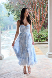 The Lara Dress in Blue Tapestry Rose