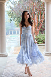 The Lara Dress in Blue Tapestry Rose