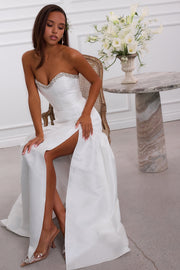 The Linda Dress in White Windsor Brocade