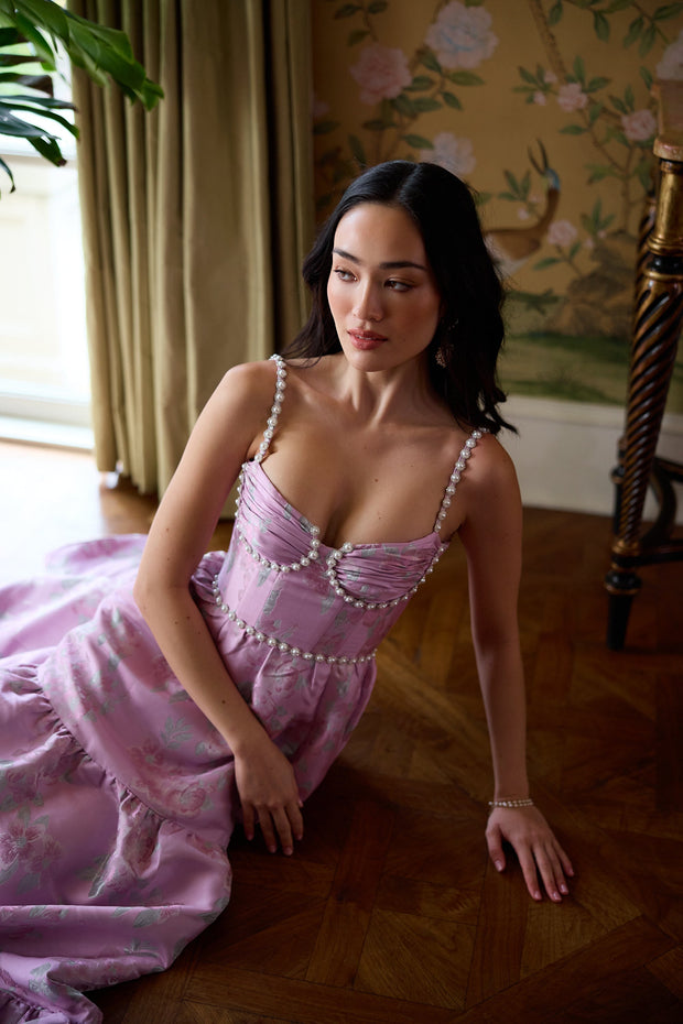 The Lucetta Dress in Orchid Baroque Floral