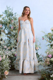 The Lucetta Dress in Sky Windsor Brocade