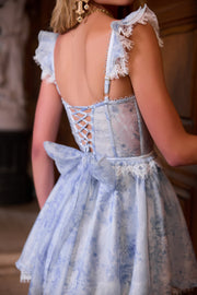 The Jamie Dress in Blue Tapestry Rose