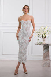 The Montague Dress in White Chantilly Lace