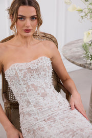 The Montague Dress in White Chantilly Lace
