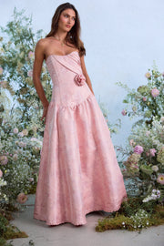 The Rosamund Dress in Light Pink Windsor Brocade