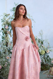 The Rosamund Dress in Light Pink Windsor Brocade