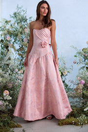 The Rosamund Dress in Light Pink Windsor Brocade