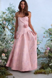 The Rosamund Dress in Light Pink Windsor Brocade