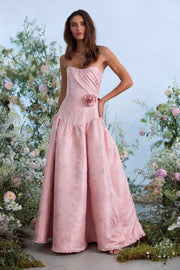 The Rosamund Dress in Light Pink Windsor Brocade