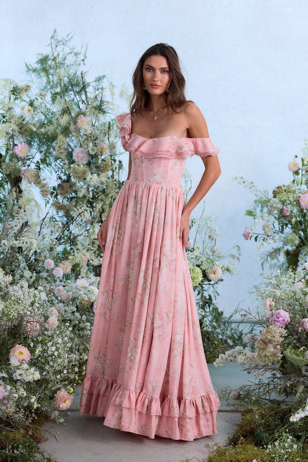 The Rosetta Dress in Light Pink Tapestry Rose