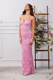 The Ruby Dress in Begonia Pink Lace