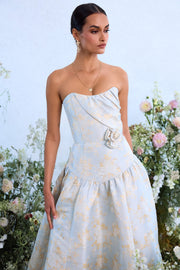 The Rosamund Dress in Sky Windsor Brocade