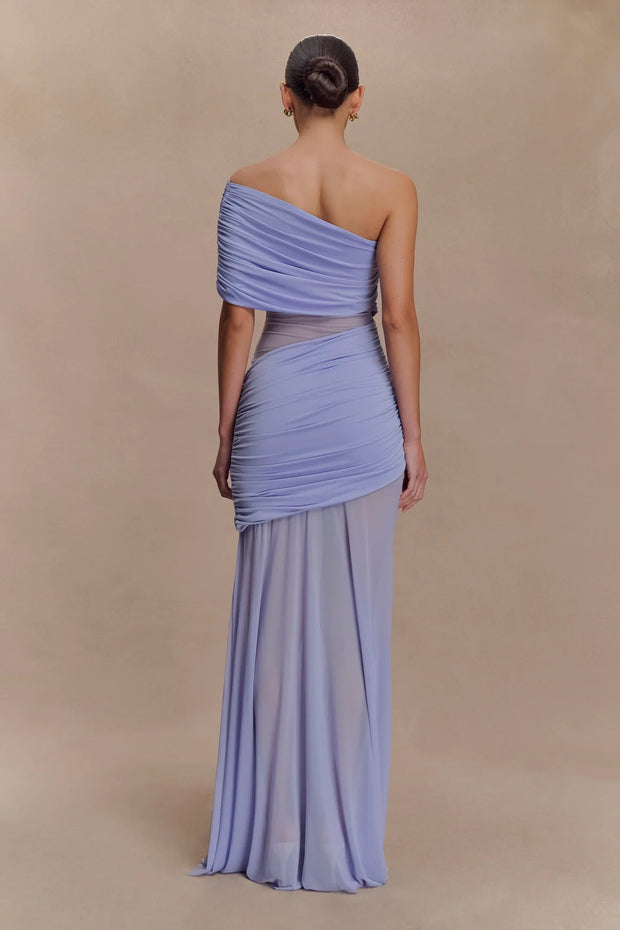 Sexy Sleeveless Cold-Shoulder See-through Solid Color Dress