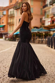 Fashion Elegant Solid Color Sleeveless Tube Top Stitching Evening Dress