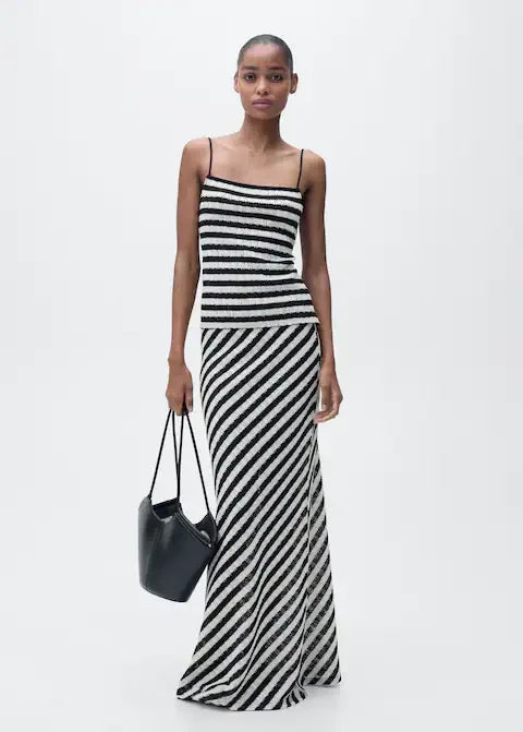 Literary Small Sling Backless Striped Dress