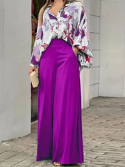 Elegant Loose Simple Fashion Women's Trousers Suit