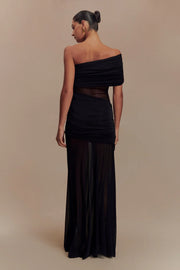 Sexy Sleeveless Cold-Shoulder See-through Solid Color Dress