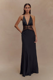 Sexy Halter Slim Deep V Lace Hollow Dress