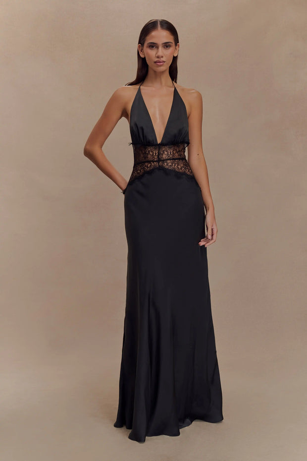 Sexy Halter Slim Deep V Lace Hollow Dress