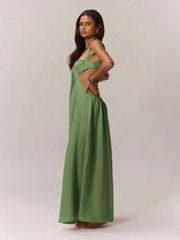 Sexy Casual Chiffon Chest-Wrapped Bare Back Solid Color Dress
