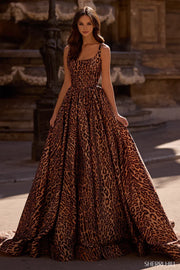 Wild U-Collar Waist-Tight Leopard Print High Slit Maxi Skirt