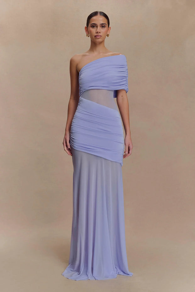 Sexy Sleeveless Cold-Shoulder See-through Solid Color Dress