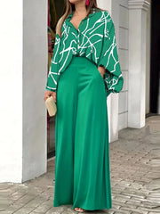 Elegant Loose Simple Fashion Women's Trousers Suit