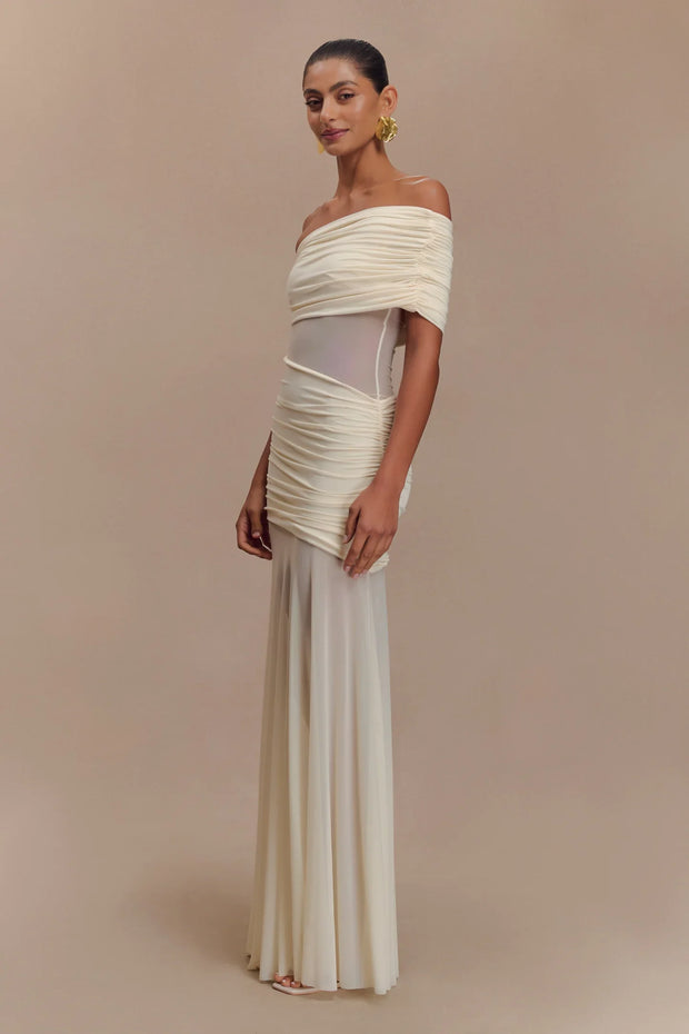 Sexy Sleeveless Cold-Shoulder See-through Solid Color Dress