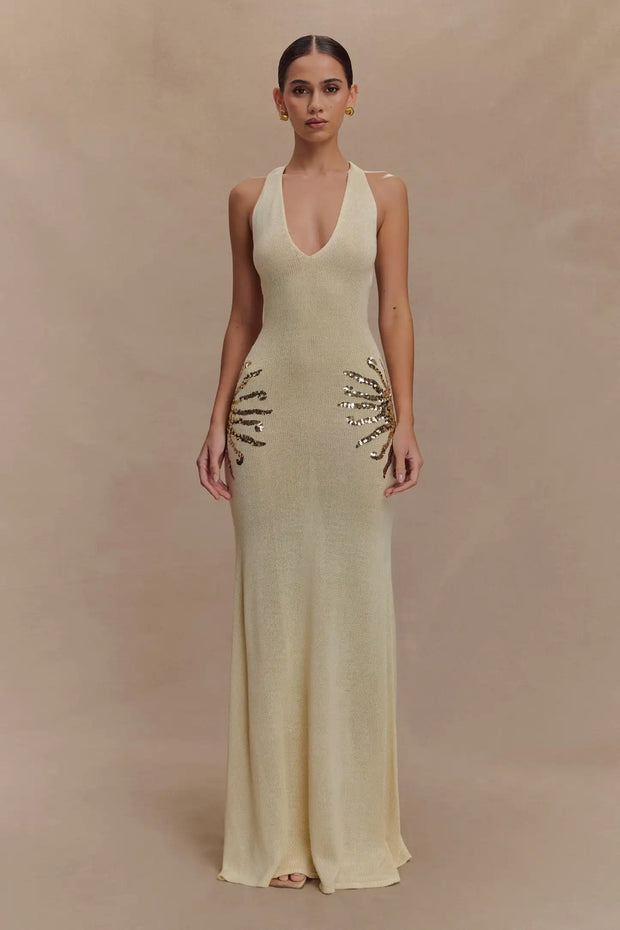 Sexy Sleeveless Halter Slim-Fit Sequined Dress