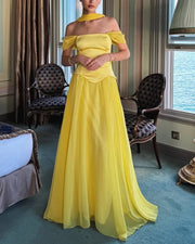Sexy off-the-Shoulder Tube Top Slim Chiffon Temperament Dress