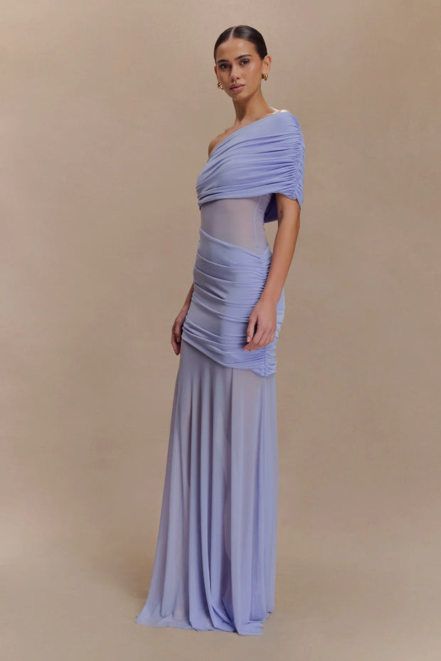 Sexy Sleeveless Cold-Shoulder See-through Solid Color Dress