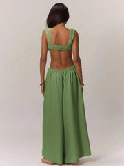 Sexy Casual Chiffon Chest-Wrapped Bare Back Solid Color Dress