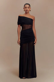 Sexy Sleeveless Cold-Shoulder See-through Solid Color Dress