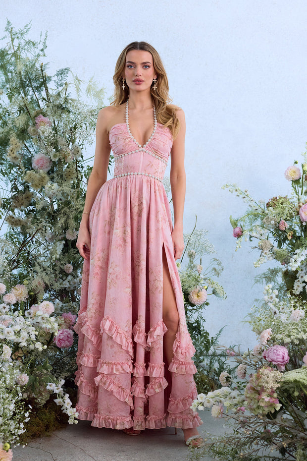 The Scarlette Dress in Light Pink Tapestry Rose