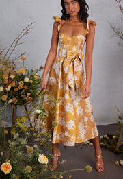 The Vera Dress in Gold Baroque Floral