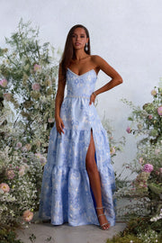 The Vivian Dress in Chambray Blue Baroque